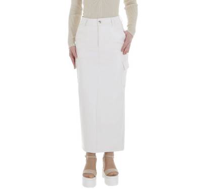 Ital-Design Lederimitatrock Damen Elegant (86365153) Stretch Maxirock in Weiß von Ital-Design