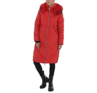 Ital-Design Wintermantel Damen Freizeit Kapuze Gefüttert Wintermantel in Rot von Ital-Design