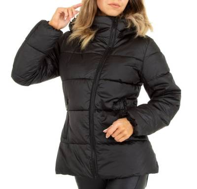 Ital-Design Winterjacke Damen Freizeit Kapuze (abnehmbar) Gefüttert Winterjacke in Schwarz von Ital-Design