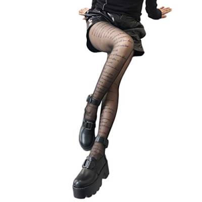 Ixkbiced Sexy schwarze Strumpfhose für Damen, bedruckt, durchsichtige Nylon-Strumpfhose, Tattoos, Strümpfe von Ixkbiced