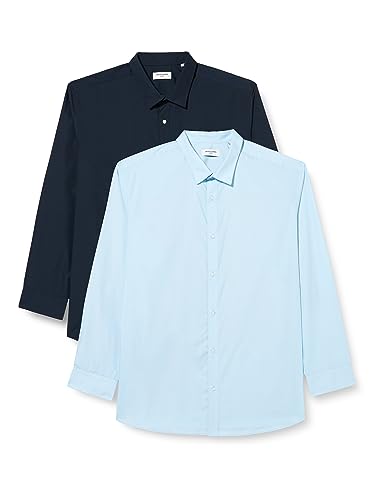 JACK&JONES PLUS Herren JJJOE Shirt LS 2 Pack MP PLS Freizeithemden, Cashmere Blue/Pack:Navy Blazer, 5XL Grande Taille von JACK&JONES PLUS