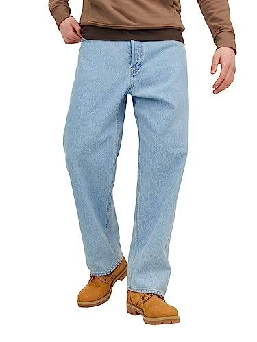 Herren Jack & Jones Wide Leg Jeans Loose Fit Relaxed Denim 90´s Vintage Baggy Style JJIALEX, Farben:Blau, Größe Jeans:34W / 34L, Z-Länge:L34 von JACK & JONES