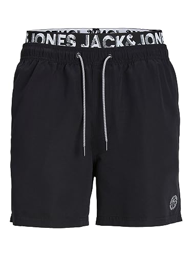 JACK & JONES Herren Badehose Badeshort JPSTFIJI S M L XL XXL Schwarz Blau Rot, Größe:S, Farbe:Black SOLID 12227254 von JACK & JONES