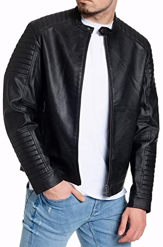 JACK & JONES Herren Kunstlederjacke - Biker Jacke schwarz (Jate, S) von JACK & JONES