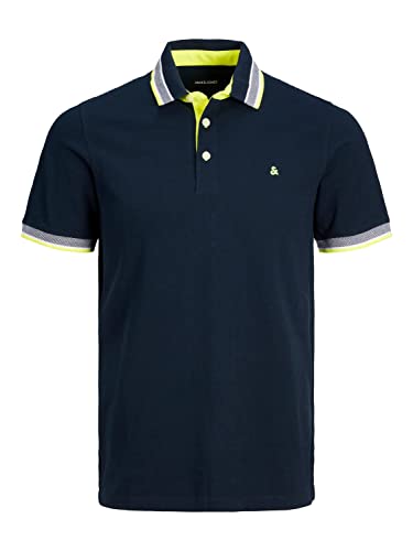 JACK & JONES Herren Poloshirt JJEPAULOS Slim Fit S M L XL XXL 100% Baumwolle, Größe:XS, Farbe:Dark Navy NEON 12136668 von JACK & JONES