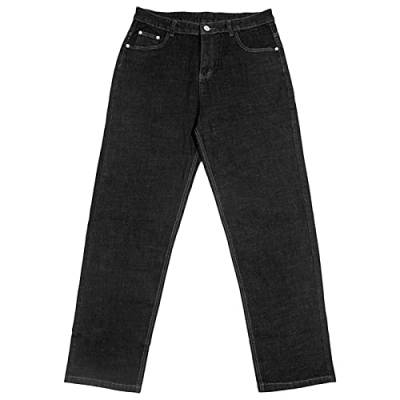 Locker Geschnittene Hip Hop Jeans für Herren Retro Skateboard Denimhose mit entspannter Passform Klassische Vintage Plain Washed Baggy Jeans (34,Schwarz) von JEShifangjiusu