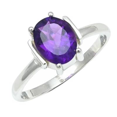 JEWELFORCE Amethyst-Edelstein-Bandring, 925er-Sterlingsilber, Bandring für Männer und Frauen, Bandring in allen Größen, Geschenkartikel, Schmuck JSR-1255A_66 (21.0) von JEWELFORCE