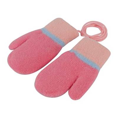 Kinder Winter Handschuhe Fäustlinge Baby Cartoon Fausthandschuh Halshandschuhe Dicke Doppelt Strickhandschuh mit Plüsch,0-3 Jahre alt, Spielen, Laufen, Skifahren Bedarf (Rosa, 1-3 Jahre) von JIAHG