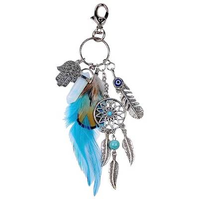 JITNGA Dream Catcher Schlüsselanhänger Edelstein Doppelter Ende Bohemian Style Metall Schlüsselanhänger Geschenk Mit Anhängern In Federform Für Mädchen Und Frauen Paare von JITNGA