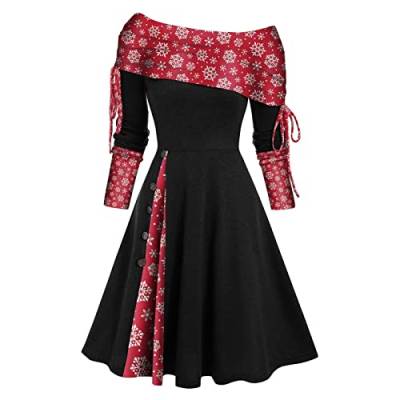 JKJFJKA Damen Weihnachten Vintage Kleid Weihnachtskleid Für Damen Damen Kleid Für Weihnachten Vintage Weihnachtskleid Weihnachtsfeier Kleider Für Damen Damen Vintage Weihnachtskleid Weihnachten von JKJFJKA