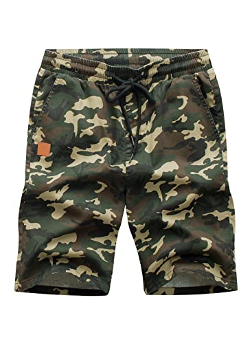 JMIERR Cargo Shorts Herren Baumwolle Chino Shorts Herren Sommer Freizeit Chino Stretch mit Taschen Tarnfarbe Khaki XL von JMIERR