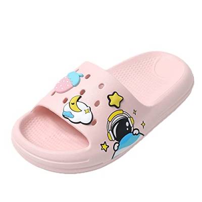 JOMIX Sommer Schlappen Kinder Jungen Mädchen Karikaturen Patch Sandalen Bunte Badelatschen Badeschlappen Schwimmbad Meer Strand (Rosa, 30/31 EU) von JOMIX