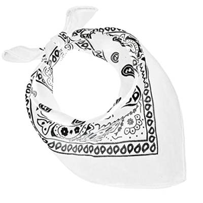 Bandanas 100% Baumwolle für Damen Herren Kinder Unisex mit Paisley Muster Taschentuch Kopfbedeckung Haarschal Halsband Handgelenk Kopf COD.644, Weiß, One size von JOPHY & CO.