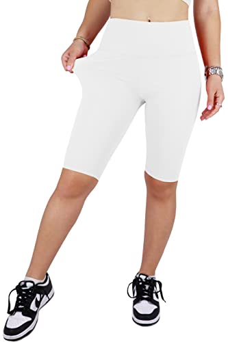 JOPHY & CO Damen-Leggings über dem Knie, kurz, elastisch, unter der Kleidung (Cod. 9821), Weiß, S von JOPHY & CO.