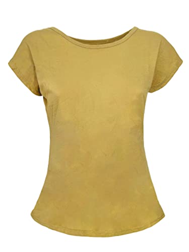 JOPHY & CO. T-Shirt für Damen, kurze Ärmel, 100 % Baumwolle (Code 9051), Senf, Small von JOPHY & CO.