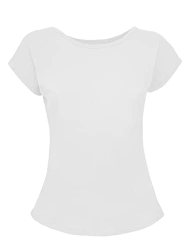 JOPHY & CO. T-Shirt für Damen, kurze Ärmel, 100 % Baumwolle (Code 9051), Weiß, X-Large von JOPHY & CO.