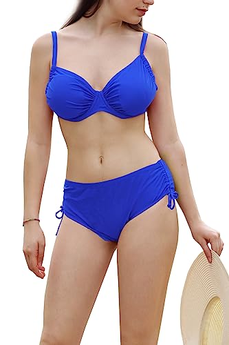 JOPHY & CO. Zweiteiliger Badeanzug für Damen, große Größe, Strand-Bikini, sexy, Push-Up-gepolstert, BH für Strand, Beachwear Swimwear Artikelnummer 8140, 8149-blau, L von JOPHY & CO.