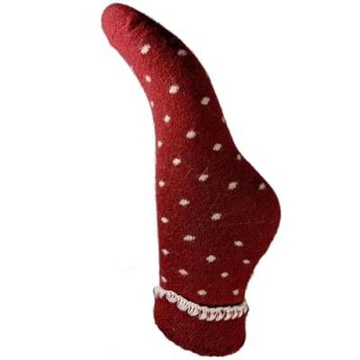 JOYA Luxuriöse Socken aus Wollmischgewebe, Größe 36–40, Burgunderrot mit kleinen cremefarbenen Punkten, Burgunderrot und cremefarben von JOYA