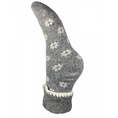 JOYA Luxuriöse Socken aus Wollmischgewebe, Größe 36–40, Grau mit cremefarbenen Schneeflocken, Grau & Creme von JOYA