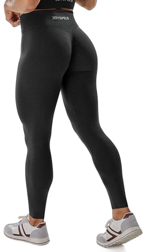 JOYSPELS Gym Sport Leggings Damen Scrunch Butt, High Waist Blickdicht Sporthose Lang Yogahose Po Push Up Seamless Shape Tights Schwarz L von JOYSPELS