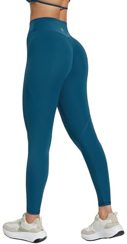 JOYSPELS Sport Leggings Damen Blickdicht Gym Sporthose Scrunch Leggins Push Up Laufhose Yogahose, Kaliblau XL von JOYSPELS