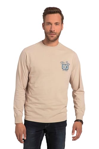 JP 1880 Herren Langarmshirt, Stickerei, Rundhals T-Shirts, beige, XXXXXL von JP 1880