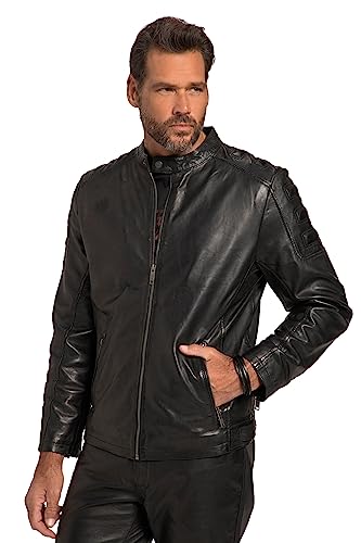 JP 1880 Herren große Größen Übergrößen Menswear L-8XL Lederjacke, Bikerstyle, feinstes Lamm-Nappa, Schulter-Steppung schwarz L 820704100-L von JP 1880