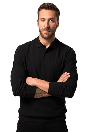 JP 1880 Herren große Größen Übergrößen Menswear L-8XL Poloshirt, Basic, Bauchfit, Langarm, Piqué, XXL bis 8 XL schwarz 5XL 827115100-5XL von JP 1880