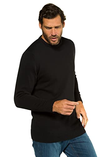 JP 1880 Herren große Größen Übergrößen Menswear L-8XL Pullover, runder Ausschnitt, JP1880-Stick, Baumwolle schwarz L 708261130-L von JP 1880