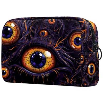 Kosmetiktasche mit Reißverschluss, geeignet für Damen, ideal für Reisen und den täglichen Gebrauch, Make-up-Organizer mit Fächern, Herren-Kulturbeutel, Halloween-Augapfel-Muster, Mehrfarbig 2, von JRHEJTFZ