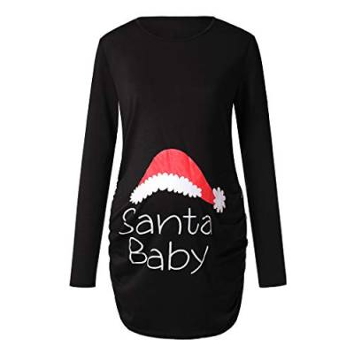 Damen Weihnachten Druck Langarm Schwanger T-Shirt Umstandsshirt Umstandstop Schwangerschaft, Maternity Umstandsmode T-Shirt Langarm Shirt Umstandsshirt Umstands Shirt Top Pullover von JackRuler