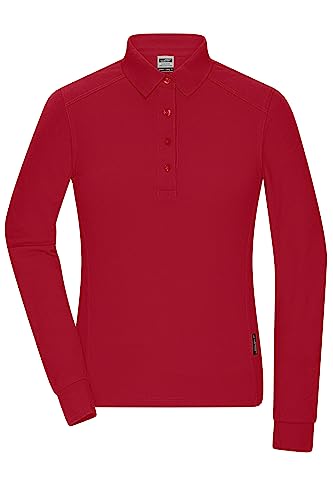 James & Nicholson Damen Bio Workwear Longsleeve Polo - Pflegeleichtes Langarm Poloshirt aus Bio-Baumwolle | Farbe: red | Grösse: XL von James & Nicholson