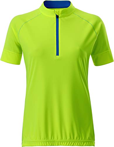 James & Nicholson Damen Ladies' Bike-T Half Zip T-Shirt, Gelb (Bright-Yellow/Bright-Blue), Large von James & Nicholson