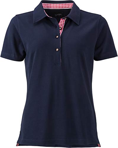 James & Nicholson Damen Ladies' Traditional Polo Poloshirt, Blau (Navy/Red-White), 34 (Herstellergröße: S) von James & Nicholson