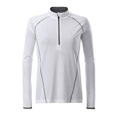 James & Nicholson - Damen Langarm Funktions-Shirt für Fitness und Sport (L, White/Silver) von James & Nicholson