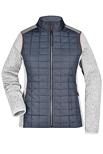 James & Nicholson Damen Melange Strickfleece Hybridjacke - Hybridjacke im leicht taillierten Schnitt für die Übergangszeit | Farbe: light-melange/anthracite-melange | Grösse: M von James & Nicholson