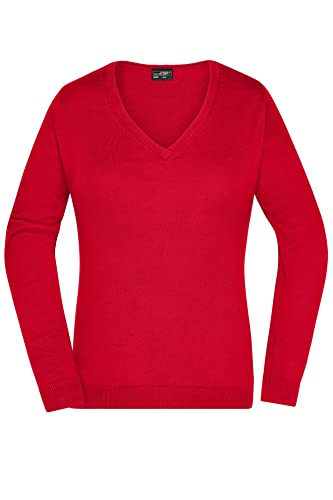 James & Nicholson Damen V-Pullover - Leichter Strickpullover in hochwertiger Ausführung | Farbe: red | Grösse: XXL von James & Nicholson