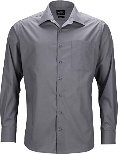 James & Nicholson Herren Men's Business Shirt Longsleeve Businesshemd, Grau (Steel), XXXXX-Large von James & Nicholson