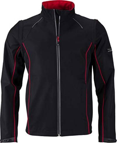 James & Nicholson Herren Men's Zip-Off Softshell Jacket Jacke, Schwarz (Black/Red), Large von James & Nicholson