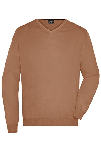 James & Nicholson Herren V-Pullover - Hochwertiger Strickpullover in zahlreichen Trendfarben | Farbe: Camel | Grösse: XL von James & Nicholson