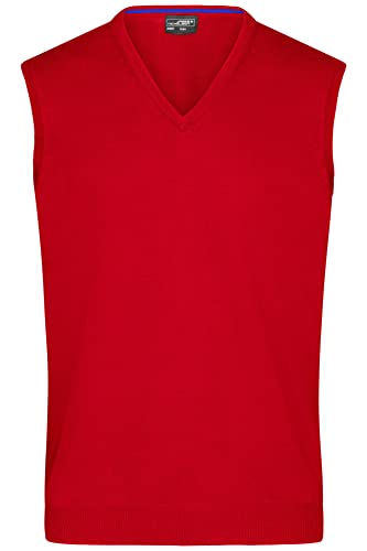 James & Nicholson Herren V-Pullunder - Klassisch Geschnittener Pullunder aus hochwertiger Baumwolle | Farbe: red | Grösse: 3XL von James & Nicholson