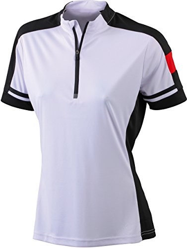 Ladies Radsport Funktionsshirt mit 1/4 Reißverschluss, Größe:XXL;Farbe:White XXL,White von James & Nicholson