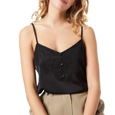 JDY Damen Elegantes Spitzen Top | Party V-Ausschnitt Shirt | Ärmellos mit Spaghettiträger JDYSISI, Farben:Schwarz, Größe:M von JdY