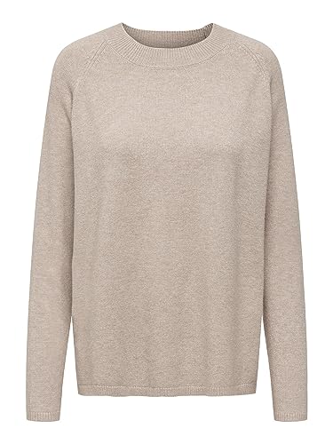 JdY Damen JDYMARCO L/S O-Neck Slit Pull KNT NOOS Strickpullover, Beige/Detail:Melange, XL von JdY