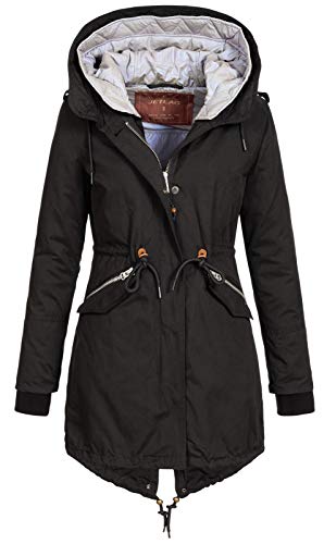 Jet Lag Damen Jacke Parka 19-511 gefütterter Kurz-Mantel mit Kapuze Black M von Jet Lag