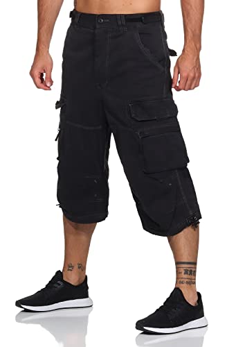 Jet Lag Herren 3/4 Cargo Shorts Safety B Kurze Hose mit Seitentaschen Black M von Jet Lag