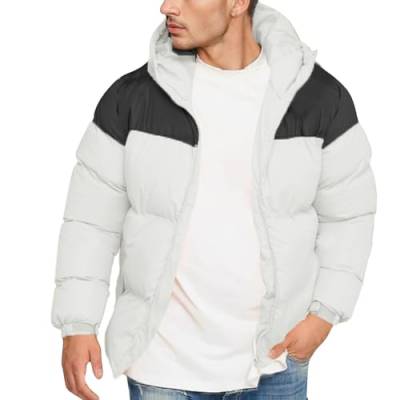 Jiabing Herren Winterjacke Steppjacke Parka Daunenjacke Warme Jacke Gefüttert Kapuze Winter Unisex Gefüttert Jacke Verdickte Padded Jacket mit Reißverschluss Outdoor Übergangsjacke Winterjacke von Jiabing