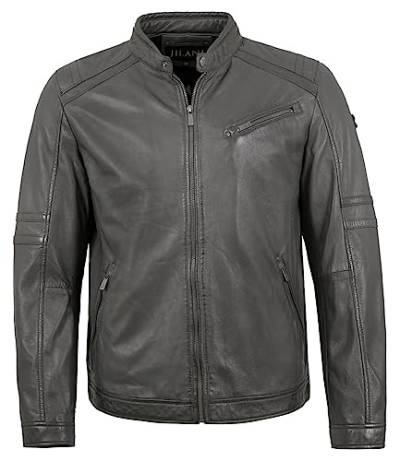 Jilani - Herren Echtleder Lederjacke Lammnappa grau Größe 56 von Jilani