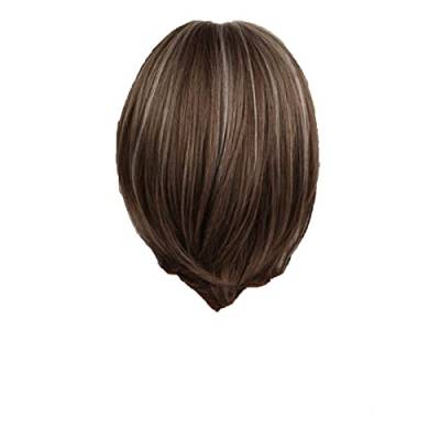 Haar Perücken gerade mit flachen Synthetik bunt Cosplay Daily Party Perücke für Frauen natürlich wie echtes Haar Perücken Koffer (4-Khaki, One Size) von Junhasgood