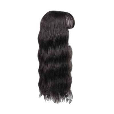 Langhaarperücke Schwarz für lange Locken, weißes Haar-Ergänzungs-Top-Haar-Patch Schoner Damen (Coffee, One Size) von Junhasgood